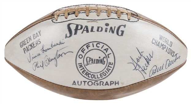 1962 NFL Champions Green Bay Packers Team Signed Spalding Football With Over 30 Signatures (JSA)